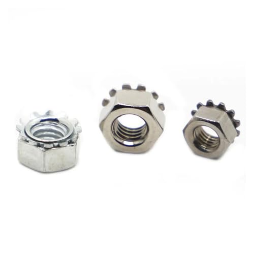 304 Edelstahl/Verzinkt K Nut Lock Multi-Getriebe Sechskantmutter M3 M4 M5 M6 M8(Galvanized Steel,M6 10pcs) von LDHNFBYV
