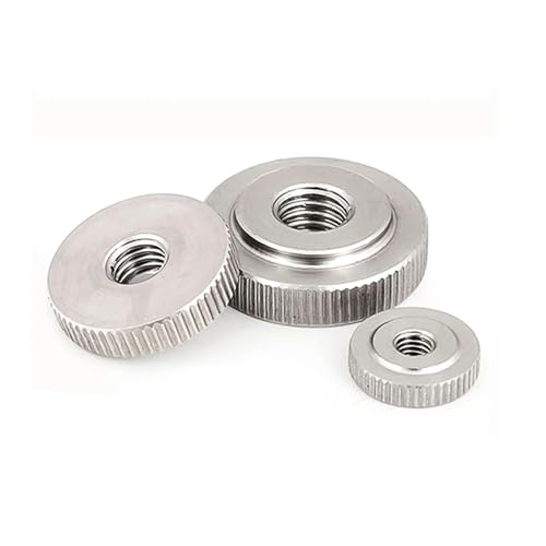 304 Edelstahl Rändelmutter Hand Dünne Mutter Durchgangsloch Flachkopfschloss mit M3 M4 M5 M6 M8 M10 M12(M4 (5Pcs)) von LDHNFBYV