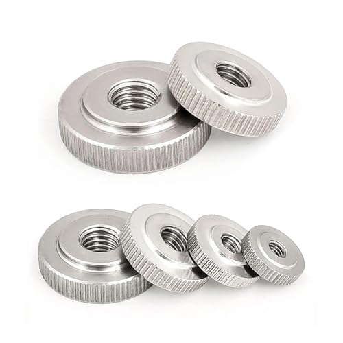 304 Edelstahl Rändelmutter Hand Dünne Mutter Durchgangsloch Flachkopfschloss mit M3 M4 M5 M6 M8 M10 M12(M8 (2Pcs)) von LDHNFBYV