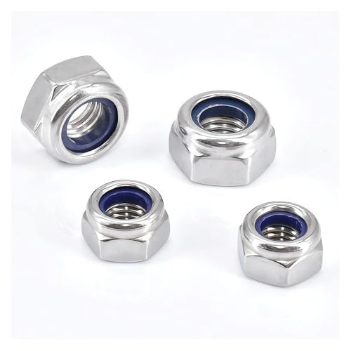 304 Edelstahl Sechskant Nylon Einsatz Kontermutter Selbstsichernde Kontermutter(Stainless steel 304,M6 (50pcs)) von LDHNFBYV