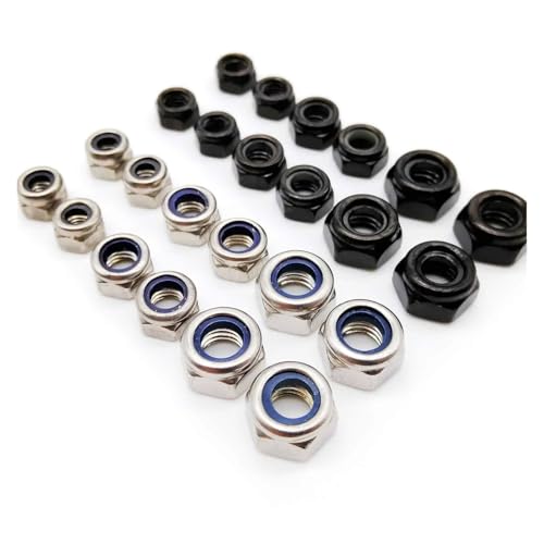 M2 M2.5 M3 M3.5 M4 M5 M6 M8 M10 M12 M14 M16 304 Edelstahl Schwarze Sechskantmutter Selbstsichernde Kontermutter(304 stainless steel,2pcs M16) von LDHNFBYV