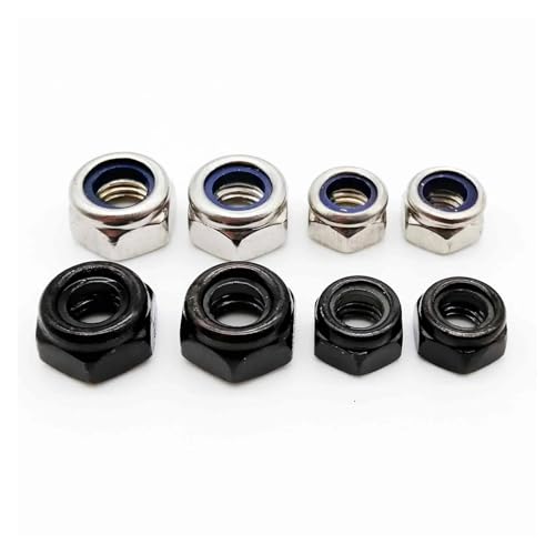 M2 M2.5 M3 M3.5 M4 M5 M6 M8 M10 M12 M14 M16 304 Edelstahl Schwarze Sechskantmutter Selbstsichernde Kontermutter(304 stainless steel,5pcs M12) von LDHNFBYV