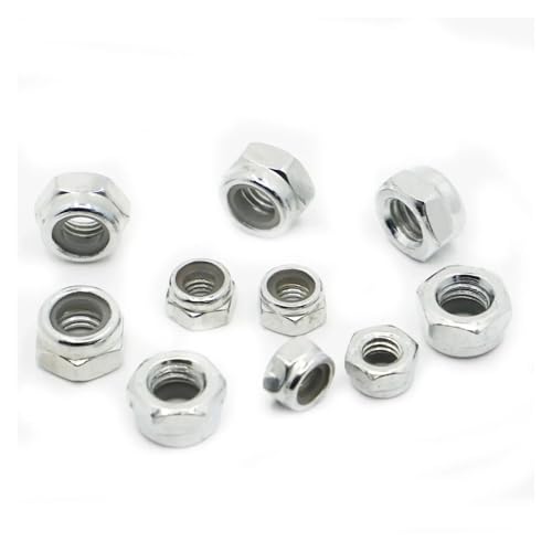 M2 M2.5 M3 M4 M5 M6 M8 M10 M12 M16 Kohlenstoffstahl Weiß verzinkt Sechskant-Nylon-Kontermutter(M2.5 20pcs) von LDHNFBYV