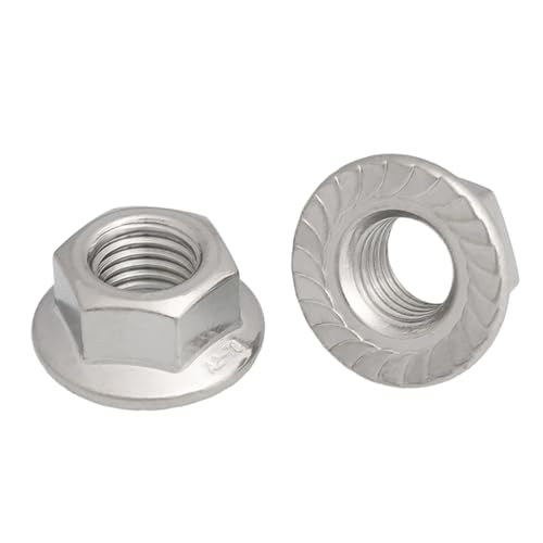 M4 M5 M6 M8 M10 M12 304 Edelstahl Rückwärtsgewinde Sechskantflanschmutter Linksgewinde Gezähnter Spinlock 5 Stück(3pcs,M10) von LDHNFBYV