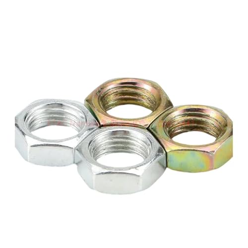 M7 M8 M9 M10 M12 M14 M16 Verzinkter Stahl Flache Sechskant-Sechskant-Dünnmutter Kontermuttern(Color Zinc Plated,M14(2Pcs)) von LDHNFBYV