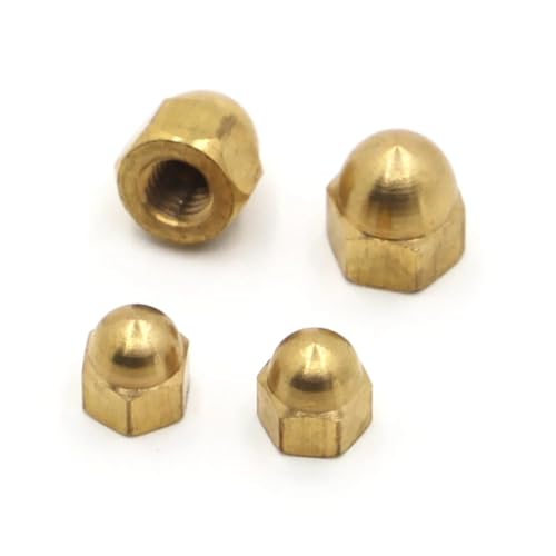 Messing-Eichelkappen-Kuppelmuttern Messingkappentyp Kupfermutternabdeckung Halbkreisförmige Kuppel-Sechskantmuttern(M16 1pc) von LDHNFBYV