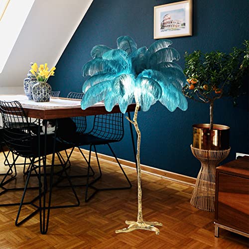 Feder Stehlampe, hohe Feder Straußenfederlampe, natürlicher Straußenfedern Lampenschirm modernes Wohnzimmer, LED Leselampe stehleuchte, Gold, Bodenbeleuchtung für Wohnzimmer, Schlafzimmer, Ecke, Sofa Feder Stehlampe, hohe Feder Straußenfederlampe, natürlicher Straußenfedern Lampenschirm modernes Wohnzimmer, LED Leselampe stehleuchte, Gold, Bodenbeleuchtung für Wohnzimmer, Schlafzimmer, Ecke, Sofa von LDIEUWUET