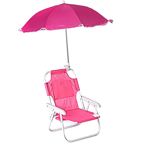 LDIW Liegestuhl Relaxliege Strandstuhl mit Regenschirme Klappbare Multifunktional Tragbar Sonnenliege für Kinder für Balkon Garten Terrasse,Rosa von LDIW