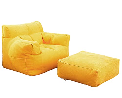LDIW Sitzsack Sofa Stuhl Bezug für Erwachsene (ohne Füllung) Feinstapelige Baumwolle Sitzsackbezug, Sitzsack-Bezug 78x74x59cm,Gelb von LDIW