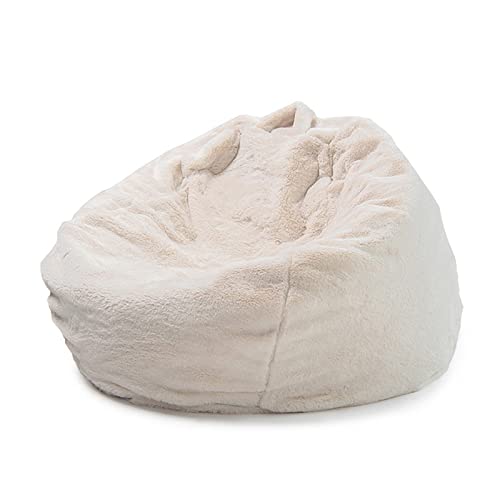 LDIW Sitzsäcke Bezug (Ohne Füllung), Weicher Künstlicher Kaninchenfell Stoff Sitzsackhülle Sitzsack Hülle für Kinder und Erwachsene,Beige White von LDIW