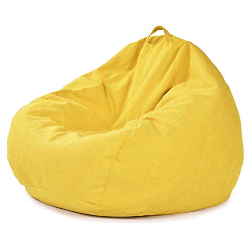 STTC Große Sitzsack Sitzkissen-Hülle, Sitzsack Außenbezug Premium Wechselbezug für birnenförmigen Sitzsack mit Reißverschluss, ohne Füllung,Gelb,L von LDIW