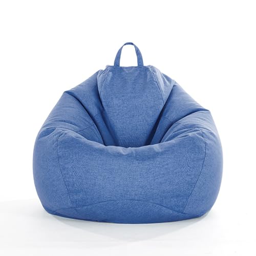 Sitzsack Schutzhülle (ohne Füllung) für Kinder und Erwachsene, Sitzsack Sofa-Bezug aus Leinen zum Organisieren von Plüschtieren oder Memory Foam Füllstoff,Dark Blue,100 * 125cm von LDIW
