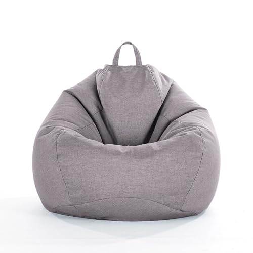 Sitzsack Schutzhülle (ohne Füllung) für Kinder und Erwachsene, Sitzsack Sofa-Bezug aus Leinen zum Organisieren von Plüschtieren oder Memory Foam Füllstoff,Dark Gray,90 * 110cm von LDIW