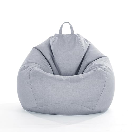 Sitzsack Schutzhülle (ohne Füllung) für Kinder und Erwachsene, Sitzsack Sofa-Bezug aus Leinen zum Organisieren von Plüschtieren oder Memory Foam Füllstoff,Gentleman Gray,100 * 125cm von LDIW