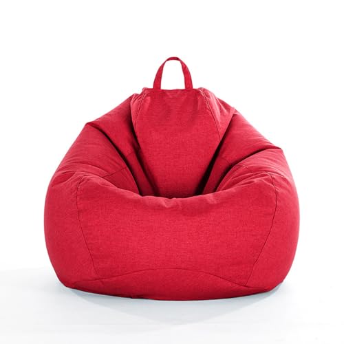 Sitzsack Schutzhülle (ohne Füllung) für Kinder und Erwachsene, Sitzsack Sofa-Bezug aus Leinen zum Organisieren von Plüschtieren oder Memory Foam Füllstoff,Rot,120 * 160cm von LDIW