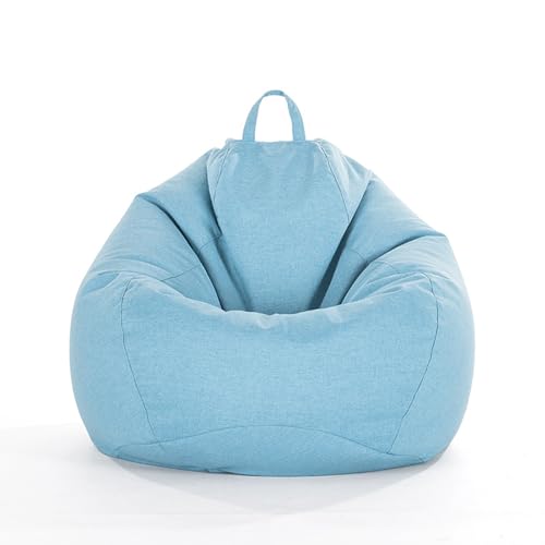 Sitzsack Schutzhülle (ohne Füllung) für Kinder und Erwachsene, Sitzsack Sofa-Bezug aus Leinen zum Organisieren von Plüschtieren oder Memory Foam Füllstoff,Sunshine Blue,100 * 125cm von LDIW