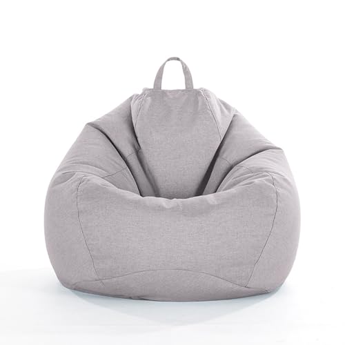 Sitzsack Schutzhülle (ohne Füllung) für Kinder und Erwachsene, Sitzsack Sofa-Bezug aus Leinen zum Organisieren von Plüschtieren oder Memory Foam Füllstoff,Warm Gray,110 * 140cm von LDIW