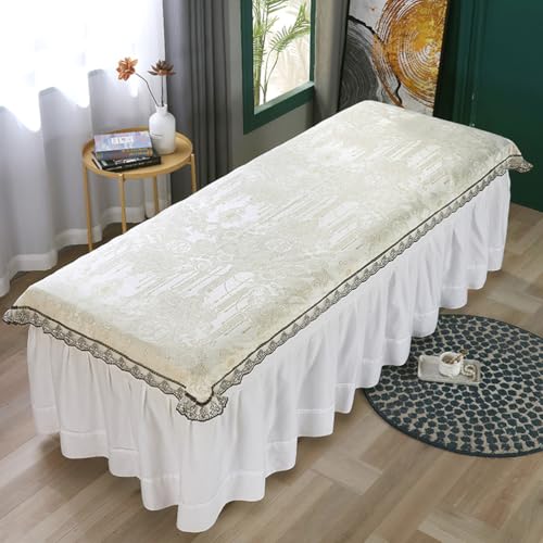 LDLCYCN Beige(n),120 * 200cm, Spa Massage Bettwäsche Mit/Ohne Gesichtsloch Kristall Samt Weich Komfortabel Massage Tisch Bettdecke Massage Spa Couch Abdeckung Massage Behandlung Bettdecke Waschbar von LDLCYCN