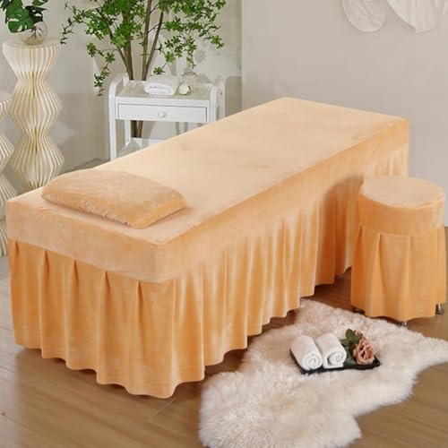 LDLCYCN Gelb,60x180cm(S), Massage Bettdecke Massage Tisch Bett Rock Schönheit Massage Spa Couch Abdeckung Mit Rock Allround-Verpackung Bettrock Für Behandlung Couch Massage Tisch Waschbar von LDLCYCN