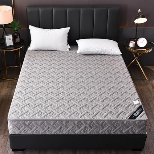 LDLCYCN Grau,120x200+20cm(Full), Matratzenschutz Mit Reißverschluss Doppel-/Kingsize-Größe Anpassbar rutschfeste Gesteppte Matratzenbezug Atmungsaktive Matratzenverkleidung Matratze Topper von LDLCYCN
