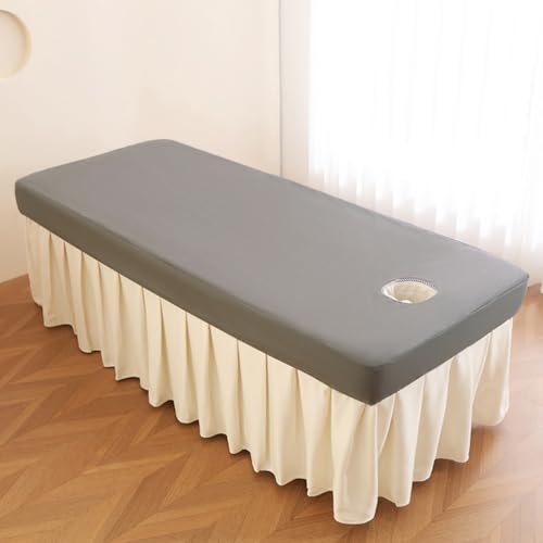 LDLCYCN Grau,185 * 70cm, Wasserdicht Schönheitsmassage Wellnesstisch Mit Gesichtsloch Massage Bettwäsche Abdeckung Mit Elastischem Band 360 ° Vollverpackung Weicher Spa Massage Tischdeckel von LDLCYCN