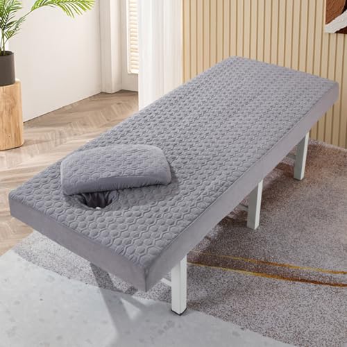 LDLCYCN Grau,190 * 70cm(R), Spa Bettdeckung Lash Bettwäsche Staubdichte Massagetisch Matratzen Abdeckung Mit Gesichtsloch Massagetisch Spa Couch Abdeckung Mit Elastischem Schnur Runder Kopf von LDLCYCN