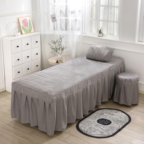 LDLCYCN Grau,80 * 190cm(S), Massage Tisch Bett Rock Mit Gesichtsloch Spa Bettdecke Mit Rock Massage Tisch Bettdecke Mit Elastischem Band Für Beauty Salon Massage Spa Couch Abdeckung﻿ von LDLCYCN