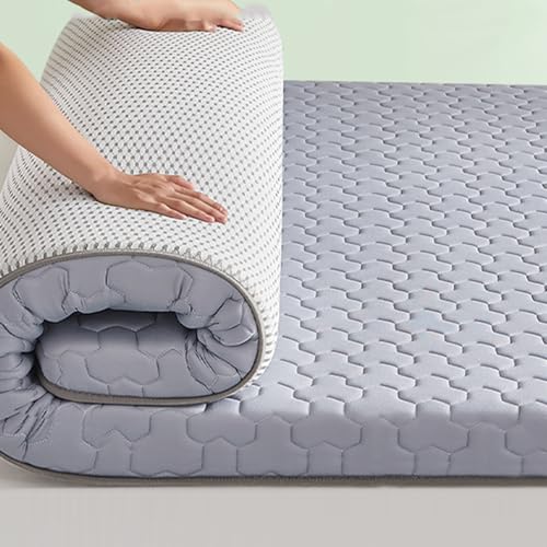 LDLCYCN Grey/9cm,100x190cm, Dick 6Cm / 9Cm Futon Matratze Topper Traditionelles Japanisches Bodenmatretzenpolster Mit Anti-Rutschband Atmungsaktiv Schlafbett Pad Für Schlafsaal Camping von LDLCYCN