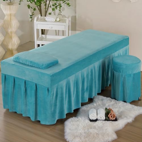 LDLCYCN Grün,80x190cm(S), Massage Bettdecke Massage Tisch Bett Rock Schönheit Massage Spa Couch Abdeckung Mit Rock Allround-Verpackung Bettrock Für Behandlung Couch Massage Tisch Waschbar von LDLCYCN