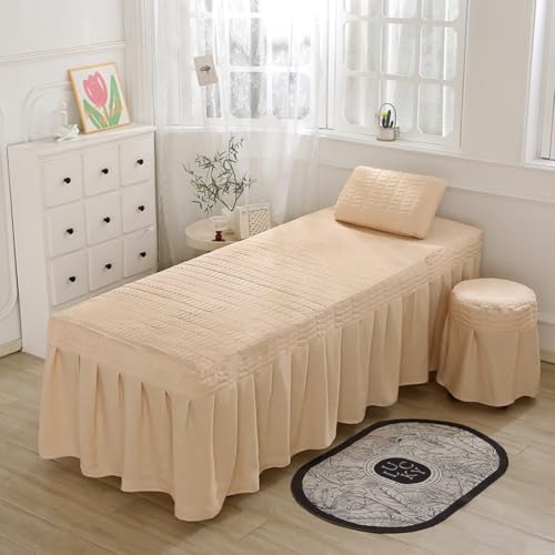 LDLCYCN Khaki,70 * 185cm(R), Massage Tisch Bett Rock Mit Gesichtsloch Spa Bettdecke Mit Rock Massage Tisch Bettdecke Mit Elastischem Band Für Beauty Salon Massage Spa Couch Abdeckung﻿ von LDLCYCN