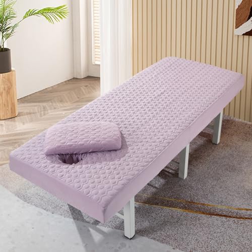 LDLCYCN Lila,180 * 60cm(S), Spa Bettdeckung Lash Bettwäsche Staubdichte Massagetisch Matratzen Abdeckung Mit Gesichtsloch Massagetisch Spa Couch Abdeckung Mit Elastischem Schnur Runder Kopf von LDLCYCN