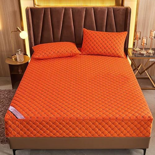LDLCYCN Orange,180x200+15cm, Anpassbare Full Zip Matratzenschutz Abdeckung Atmungsaktiv&Anti Staub Matratze Ummantelung Abdeckung Doppel/King Komfortables Spannbettlaken Matratzenbezug Waschbar von LDLCYCN