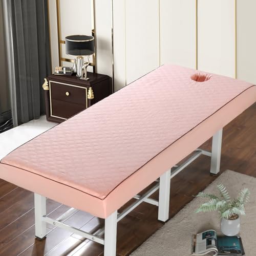 LDLCYCN Pinka,185 * 70cm(S), Baumwolle Massage Bettdecke Mit Loch Bequemes Schönheitssalon Einbaublech Massagetisch SPA Couch Cover Mit 360° Elastischem Band Spa Bett Matratzen Abdeckung von LDLCYCN