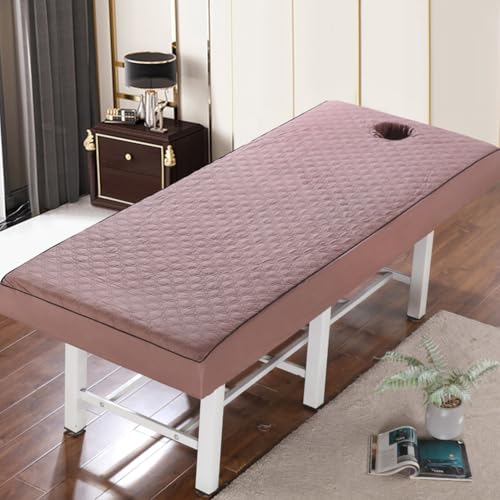 LDLCYCN Pinkb,185 * 70cm(S), Baumwolle Massage Bettdecke Mit Loch Bequemes Schönheitssalon Einbaublech Massagetisch SPA Couch Cover Mit 360° Elastischem Band Spa Bett Matratzen Abdeckung von LDLCYCN