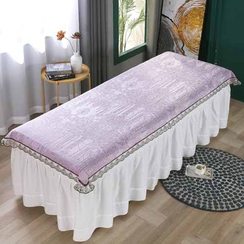 LDLCYCN Purplea(n),120 * 200cm, Spa Massage Bettwäsche Mit/Ohne Gesichtsloch Kristall Samt Weich Komfortabel Massage Tisch Bettdecke Massage Spa Couch Abdeckung Massage Behandlung Bettdecke Waschbar von LDLCYCN