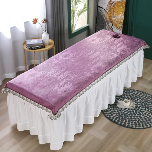 LDLCYCN Purpleb(h),80 * 200cm, Spa Massage Bettwäsche Mit/Ohne Gesichtsloch Kristall Samt Weich Komfortabel Massage Tisch Bettdecke Massage Spa Couch Abdeckung Massage Behandlung Bettdecke Waschbar von LDLCYCN
