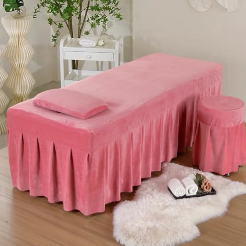 LDLCYCN Rosa,70x180cm(S), Massage Bettdecke Massage Tisch Bett Rock Schönheit Massage Spa Couch Abdeckung Mit Rock Allround-Verpackung Bettrock Für Behandlung Couch Massage Tisch Waschbar von LDLCYCN