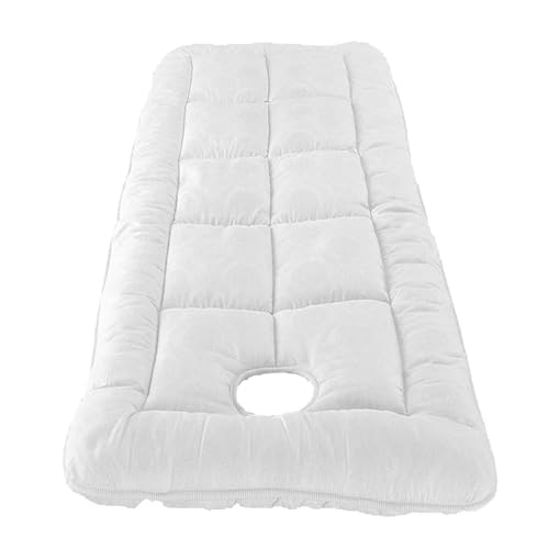 LDLCYCN White(h),70x185cm(R), Massagetischauflage Verdickte Salon-Bettauflage Atmungsaktiv Mit Gesichtsloch Für SPA Beauty Massage-Matratzenauflage Mit Gummiband Runder Trapezförmiger Kopf von LDLCYCN