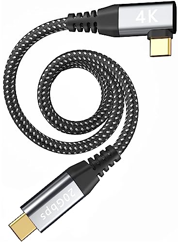 USB C zu USB C Monitor Kabel 4K 0.9m,20Gbps High Speed USB C Datenkabel, 100W USB C Video und Stromkabel, L-förmiges USB 3.2 C zu C Kabel für MacBook Pro, iPad Pro, Samsung S20, USB-C Portable Monitor von LDLrui