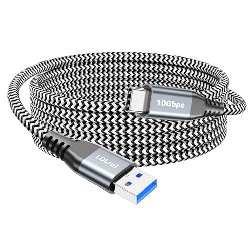 3m USB-C-Kabel 10Gbps Datenübertragung, Nylon-geflochtenes QC 3.0 Typ-C-Schnellladekabel USB-A zu USB-C Ladegerätkabel für iPhone 15 Pro, Samsung Galaxy S20/S21, Moto G9, Google Pixel, Webcam, Switch von LDLrui