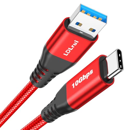 USB 3.2 Gen 2 USB C Kabel 10Gbps [2 Stück 0,9m/90cm], Typ C Ladekabel Schnelles Laden & Hochgeschwindigkeits-Datenübertragung für iPhone 16/15 Pro, Samsung Galaxy S24/S23, Pixel 7, SSDs - Rot von LDLrui