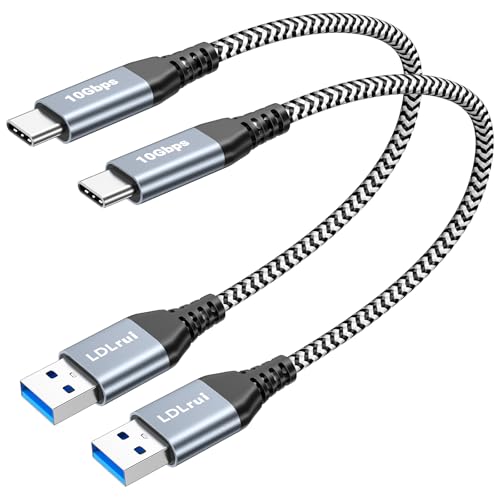 USB 3.1/3.2 Gen 2 zu USB-C Kabel [30 cm, 2Stück], Hochgeschwindigkeits 10Gbps Datensynchronisation 3.1A Schnelllade Typ-C-Ladekabel für iPhone 15 Pro, Samsung Galaxy S22, Tragbare SSD, Android Auto von LDLrui