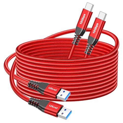 Rotes USB C Datenkabel 10Gbps Datenübertragung [3M, 2Stück], extra langes 3.2 Gen 2 USB zu Typ C Ladegerät 3.1A Schnellladekabel für Webcam, Android Phone, iPhone 16 Pro Max/15 Pro, Samsung Galaxy S23 von LDLrui