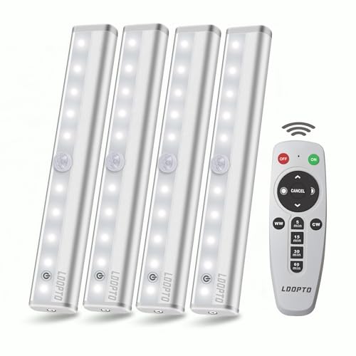 LDOPTO Unterbauleuchte küche led 4 Stück, Fernbedienung batteriebetrieben kabellose schrankbeleuchtung, led unterbauleuchte küche für Kleiderschrank, Treppe, Kofferraum, RV LDOPTO Unterbauleuchte küche led 4 Stück, Fernbedienung batteriebetrieben kabellose schrankbeleuchtung, led unterbauleuchte küche für Kleiderschrank, Treppe, Kofferraum, RV von LDOPTO
