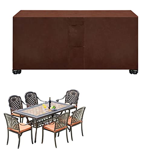 LDPENG Schutzhülle Gartenmöbel 115x115x74cm Rechteckig 420D Oxford Gewebe Schutzhülle Sitzgruppe Wasserdicht Witterungsbeständig Winterfest für Gartenmöbel Gartentische, Braun von LDPENG