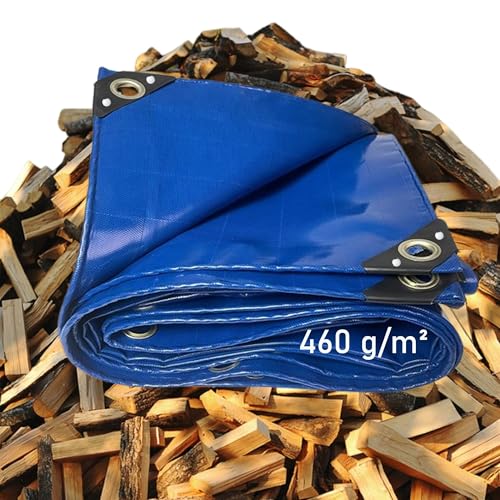 LDQBF Abdeckplane aus LKW Planenstoff,2.5x5m 460g/m² PVC planen Gewebeplane Schutzplane Plane zum universellen Gebrauch Enthält hochfestes Nylongarn Wasserdicht reißfest Blau von LDQBF