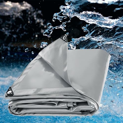 LDQBF Abdeckplane wasserdichte, 0.5x11m 520g/m² PVC tarp Abdeckplane Schutzplane Bootsplane für Balkon Windschutz Sandkasten, AußEnbereich GartenmöBel für HasenkäFig Grau von LDQBF