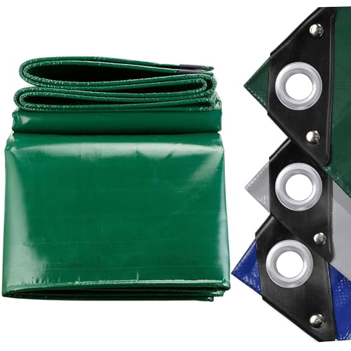 LDQBF Plane mit ösen,1x10m 520g/m² PVC plan Gewebeplane Schutzplane LKW Plane für Outdoor & Garten Holz Camping & Survival Zeltplane Abdeckplane Grün von LDQBF