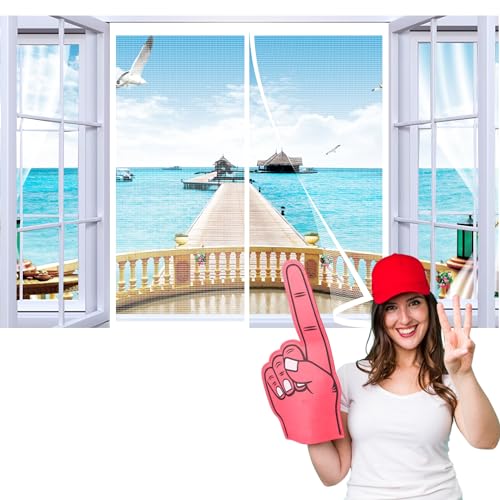 Magnet Fliegengitter Fenster Insektenschutz Magnetisches Moskitonetz,110x120cm Netz mit Magnet-Verschluss Balkontür Insektenschutz Fliegenvorhang,Klebemontage Ohne Bohren Weiß von LDQBF