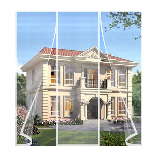 Magnet Fliegengitter tür 200x225cm Anti-Mosquito Insekt Hände frei,mit Heavy Duty Mesh Fliegengitter Magnetvorhang für Balkontür Kellertür Patio Weiß von LDQBF